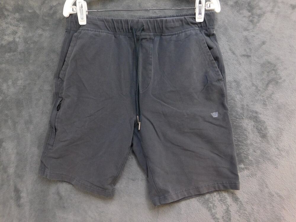 Mack Weldon Men's M Gray Sweat Shorts Drawstring Stretch Zip Back Pocket